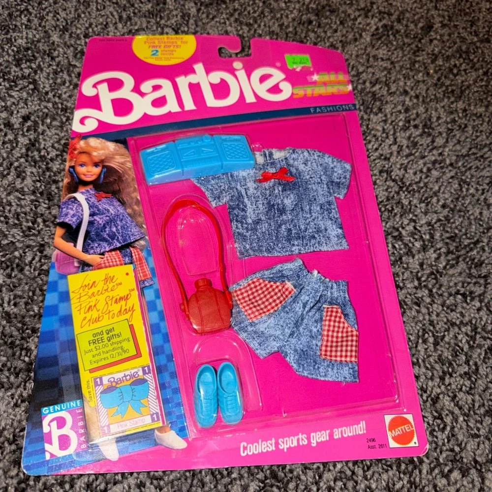 Vintage 1989 Barbie All Stars Fashions Acid Wash Outfit Boombox Mattel 2496 NIB
